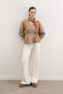Shadow Peplum Triko Hırka - Kahve