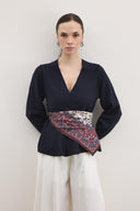 Shadow Peplum Triko Hırka - Lacivert