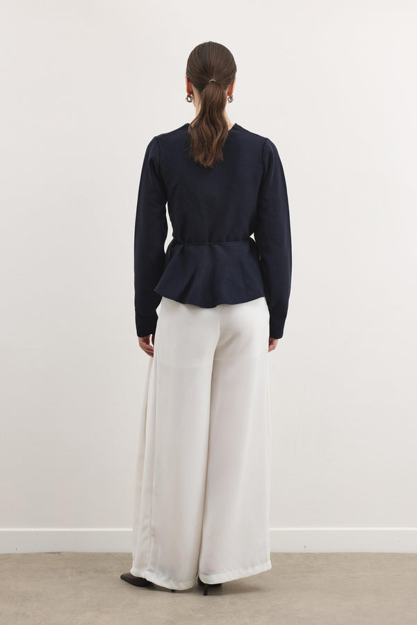 Shadow Peplum Triko Hırka - Lacivert