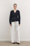 Shadow Peplum Triko Hırka - Lacivert