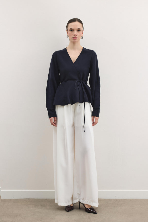 Shadow Peplum Triko Hırka - Lacivert