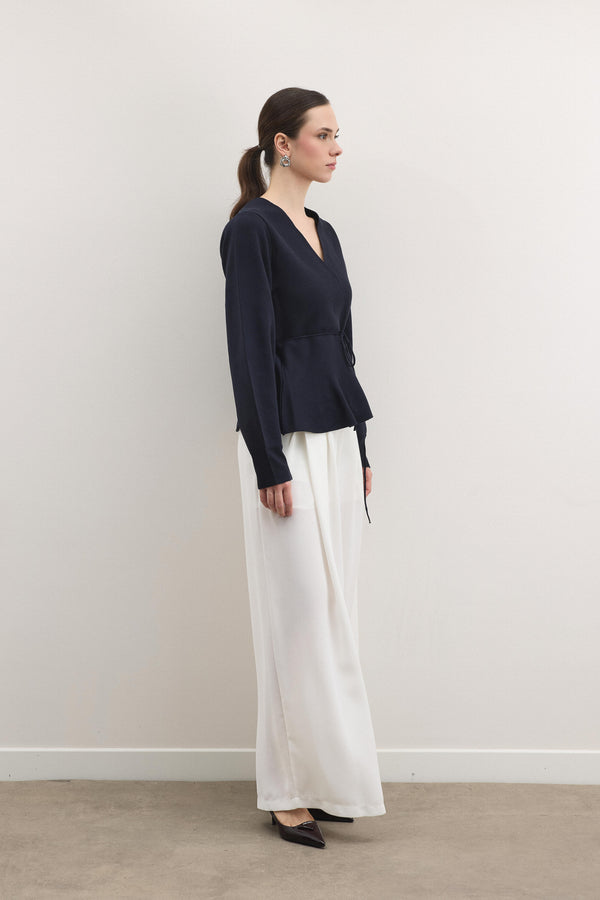 Shadow Peplum Triko Hırka - Lacivert