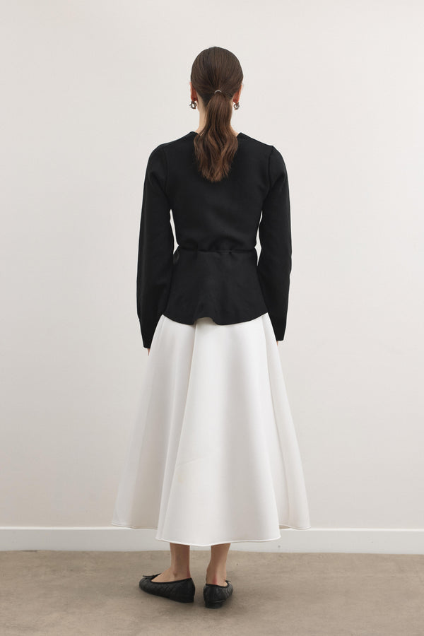 Shadow Peplum Triko Hırka - Siyah
