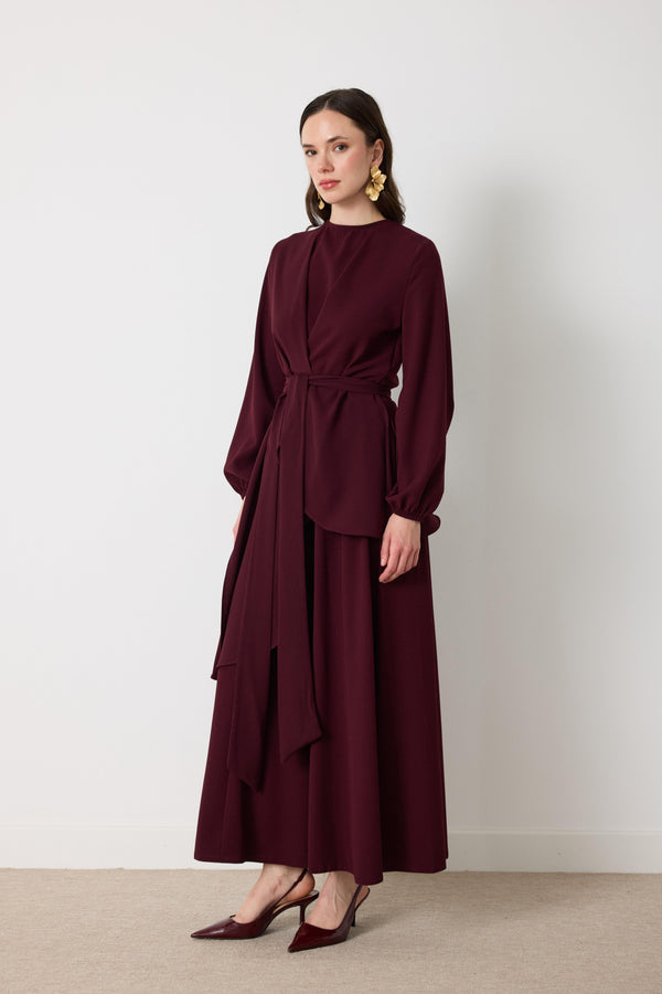 Shine Pantolon Etekli Takım - Bordo