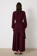 Shine Pantolon Etekli Takım - Bordo
