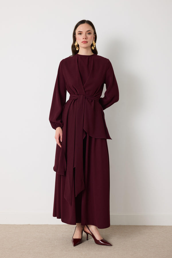 Shine Pantolon Etekli Takım - Bordo