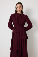 Shine Pantolon Etekli Takım - Bordo