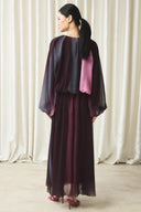 Chiffon Printed Skirt Set - Burgundy