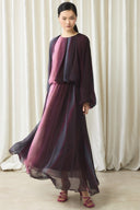 Chiffon Printed Skirt Set - Burgundy