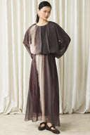 Chiffon Printed Skirt Set - Coffee