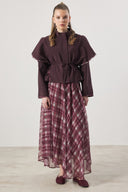 Chiffon Patterned Skirt Set - Burgundy