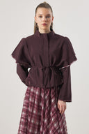 Chiffon Patterned Skirt Set - Burgundy