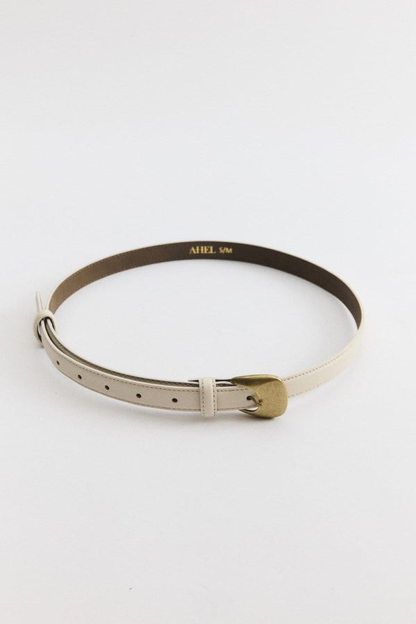 Strap Tokalı Deri Kemer - Ekru