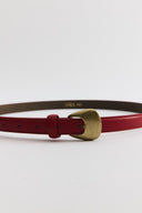 Strap Tokalı Deri Kemer - Kırmızı