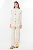 TIĞ İŞİ KOVBOY YELEK - Kırık beyaz