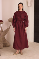 Tremblay Balon Kollu Elbise - Bordo