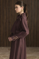 Vera Trenç Elbise - Bordo