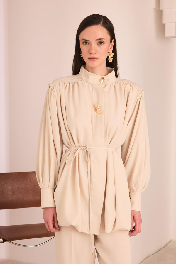 Verda Balon Gömlekli Takım - Bej