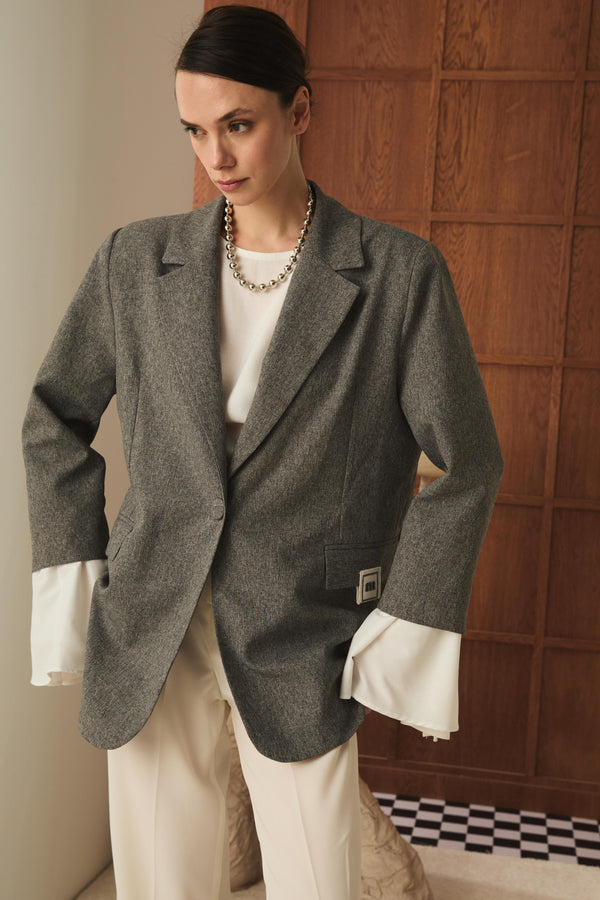 Volan Kol Blazer Ceket - Antrasit