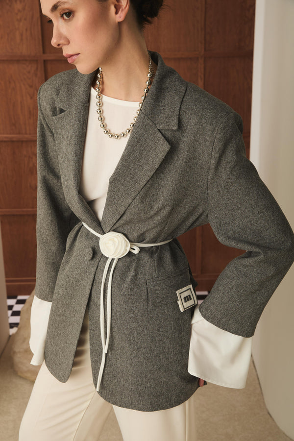 Volan Kol Blazer Ceket - Antrasit