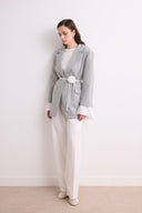 Volan Kol Blazer Ceket - Gri
