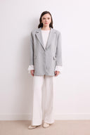 Volan Kol Blazer Ceket - Gri