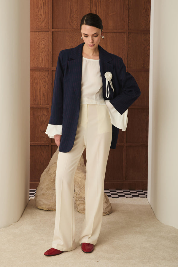 Volan Kol Blazer Ceket - İndigo