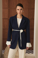 Volan Kol Blazer Ceket - İndigo