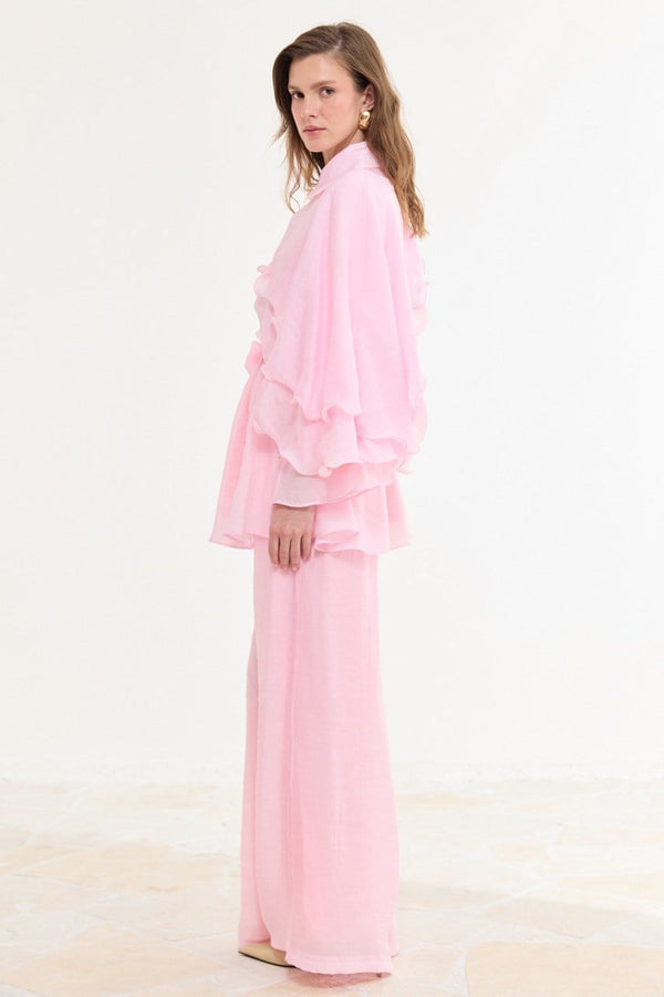 Volanlı İbiza Pantolon Takım - Pembe