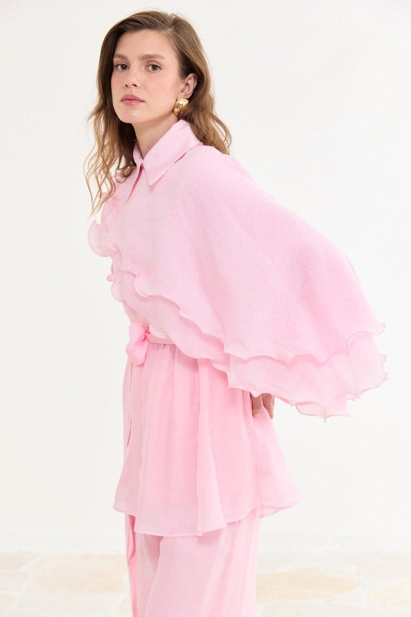 Volanlı İbiza Pantolon Takım - Pembe