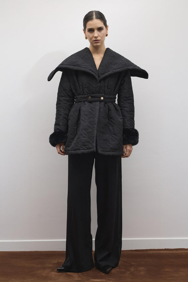 Whisper Piliseli Kapitone Mont - Siyah