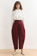 Wide Leg Gabardin Pantolon - Bordo