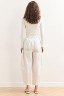 Wide Leg Gabardin Pantolon - Ekru