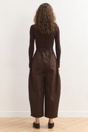 Wide Leg Gabardin Pantolon - Kahve