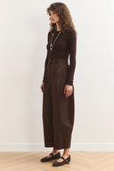 Wide Leg Gabardin Pantolon - Kahve