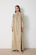 Wilder İpli Gabardin Elbise - Bej