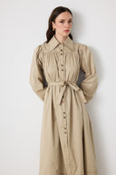 Wilder İpli Gabardin Elbise - Bej
