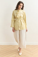 Yaka Volanlı Compact Saten Gömlek - Butter Yellow