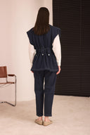 Yelekli Denim Pantolonlu Takım - Lacivert