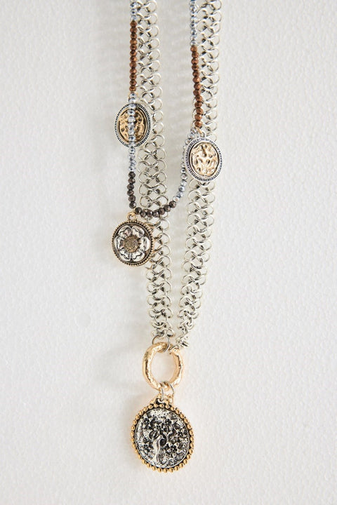 Round Accessory Detailed Necklace - Mix