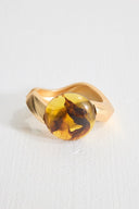 Yuvarlak Taşlı Gold Bileklik - Kahve